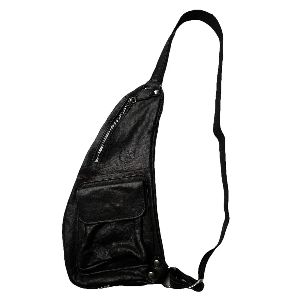 Anonimo Fiorentino Black Leather Made in Italy Sling Bag
